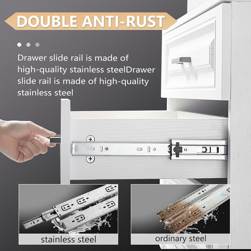 1 Pair Stainless Steel Drawer Slides 10 12 14 16 18 20 22 24 Inch 100 Lb Load Ca