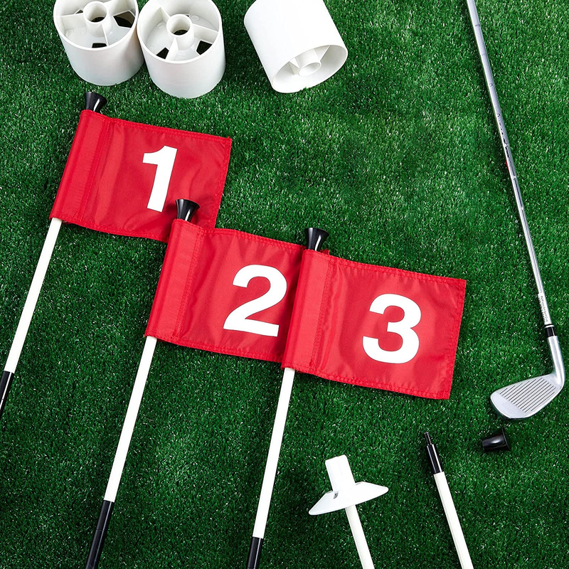 Golf Flag Sticks Flags and Cups Set Putting Green Flag for Yard Hole Cup Portabl
