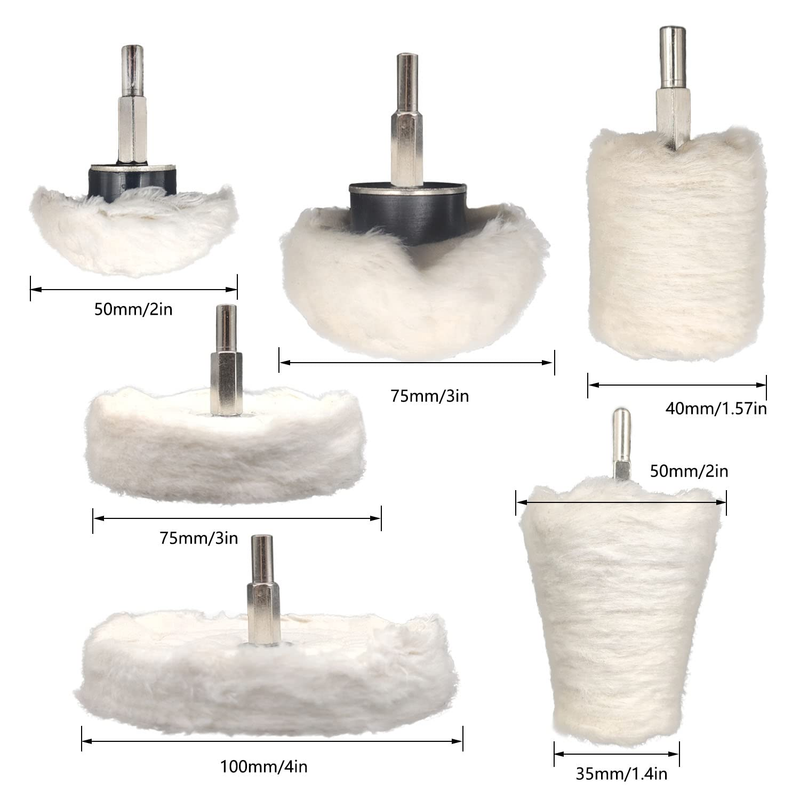 6 pcs Buffing Wheel for Drill,Buffing Pad Polishing Wheel Kits,Wheel Shaped Poli