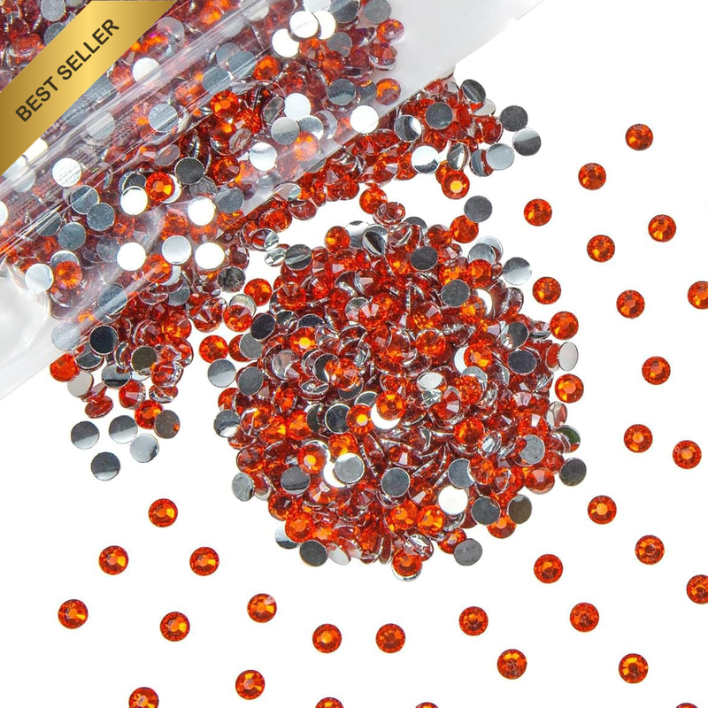 5000PCS 4Mm Red Zircon Resin Crystal Rhinestones for Crafting SS16 Red Orange Fl