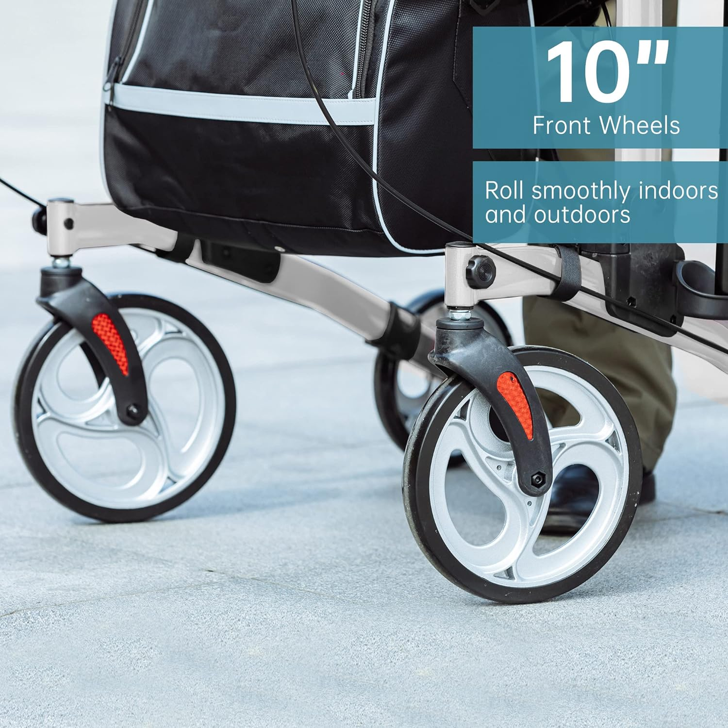 ELENKER Upright Walker, Stand Up Folding Rollator Walker with Backrest Seat