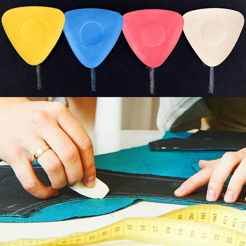 4 Colors Tailor Chalk for Sewing - Triangle Fabric Marking Pencils for Tailoring