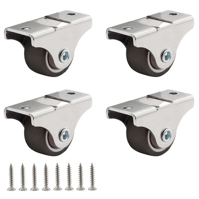 4 Pcs Side Mount Casters Wheels 1.25 Inch, Low Profile Rubber Rolling Wheels wit