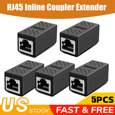 5Pcs RJ45 Coupler Extender Ethernet Network LAN Cat5/5e/6/7 Cable Joiner Adapter