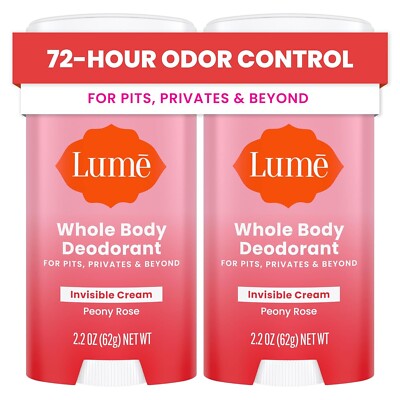 Lume Deodorant Cream Stick - Underarms and Private Parts - Aluminum-Free, Baking