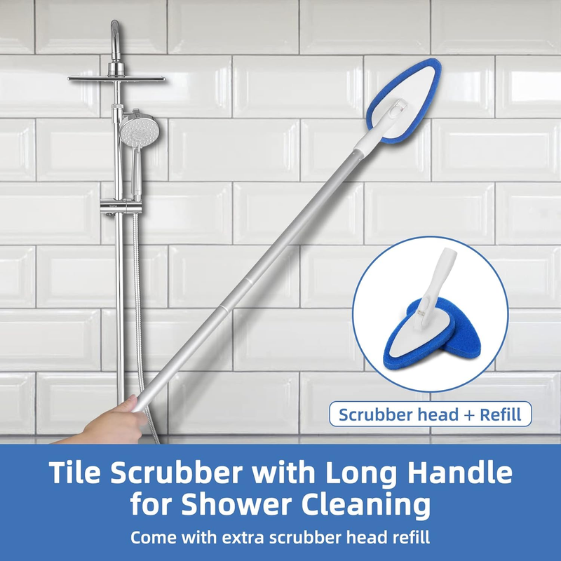 Shower Bathtub Tub and Tile Scrubber Brush with 51'' Adjustable Long Handle Clea