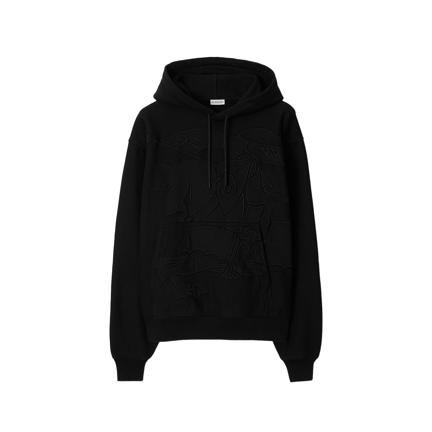 期間限定価格！バーバリー EKDプリント コットンブレンドフーディー 希少XXL BURBERRY EKD $990 Black Cotton Blend Hoodie New And