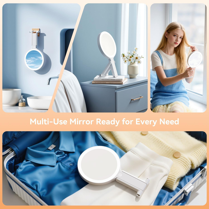 30X/1X Magnifying Mirror with Light, Double-Sided Makeup Mirror with Adjustable