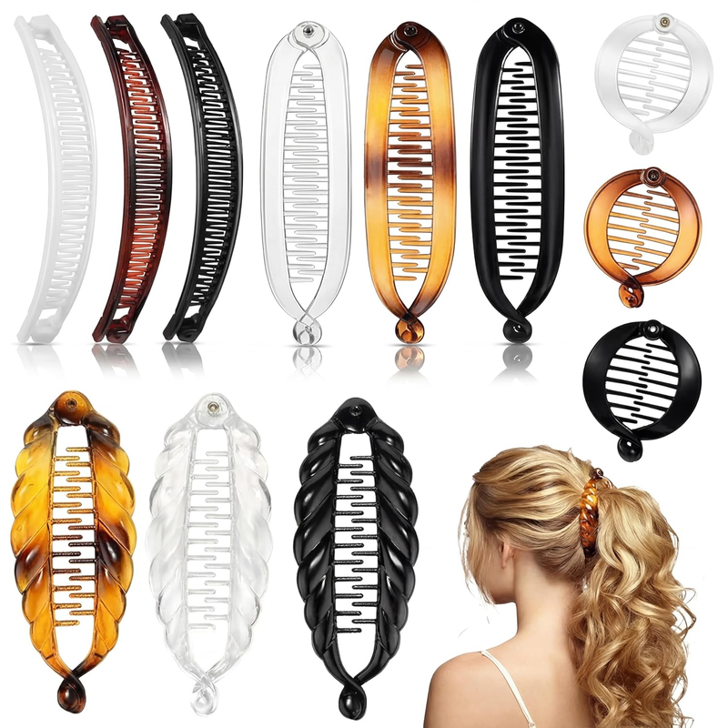 12 Pcs Banana Clips Hair Clips for Women Classic Clincher Double Combs Large Fis