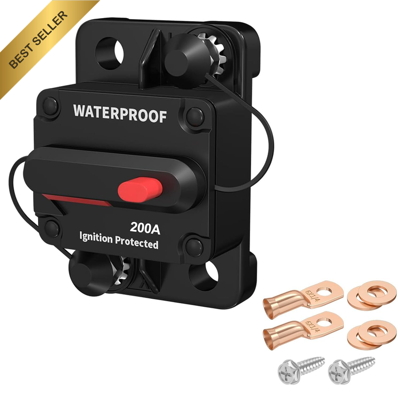 200A Car Circuit Breaker Manual Reset 12V-48V DC Waterproof Inline Fuse for Mari