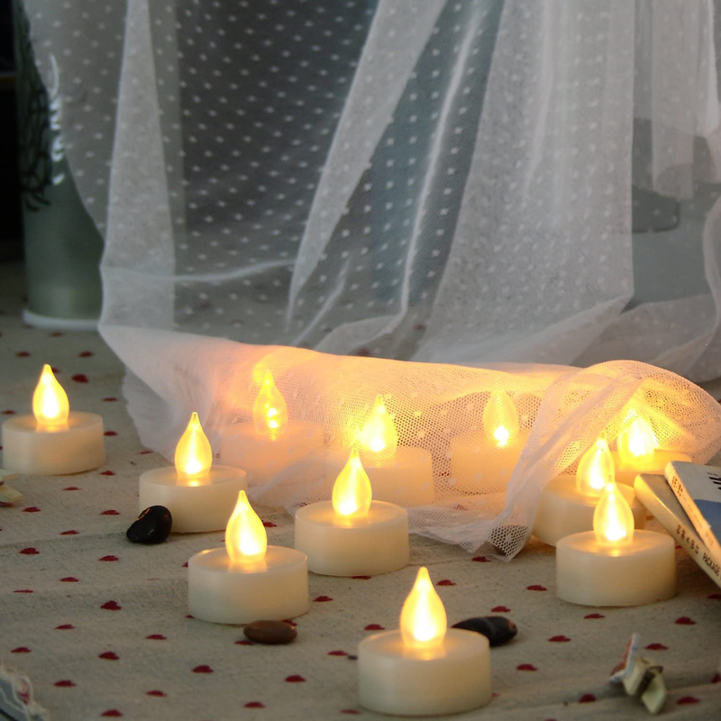 Battery Operated Flameless Tea Lights with Timer Long Lastin