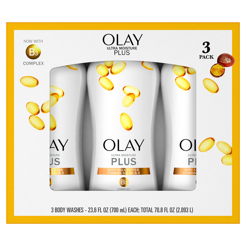 Olay Ultra Moisture Plus Smooth Body Wash 23.6 oz, 3-pack, Made with Shea Butter
