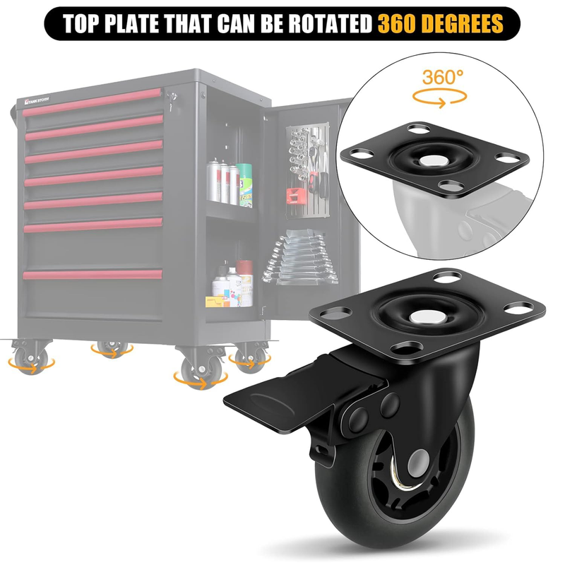 3" Casters Set of 4 ，4 Heavy Duty Quiet Casters, Max Load 2000LBS. Suitable to d