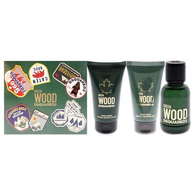 Dsquared2 Green Wood Men 1.7oz EDT Spray, 1.7oz After Shave Balm, 1.7oz Set