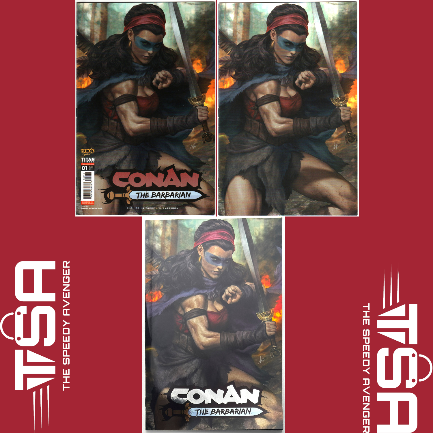 CONAN THE BARBARIAN #1 Artgerm Variant + Virgin + SDCC Foil Exclusive 2023 Titan