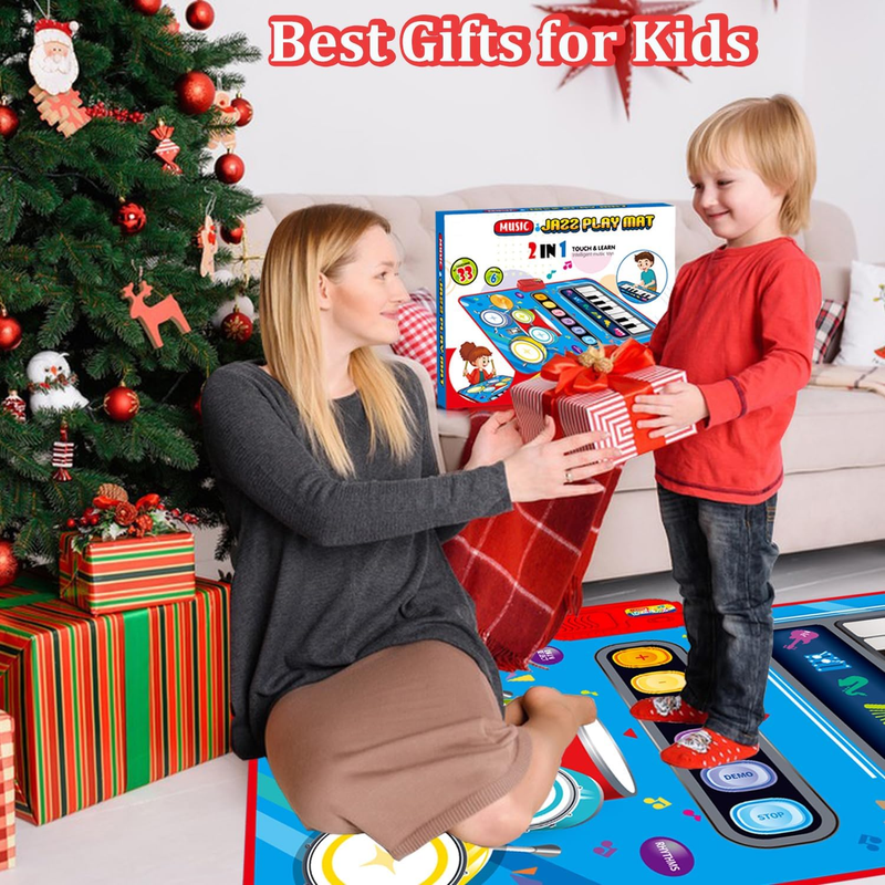 Toys for 1 Year Old Boy Gifts, 2 in 1 Musical Piano&Drum Mat, Baby Toys for 6 to