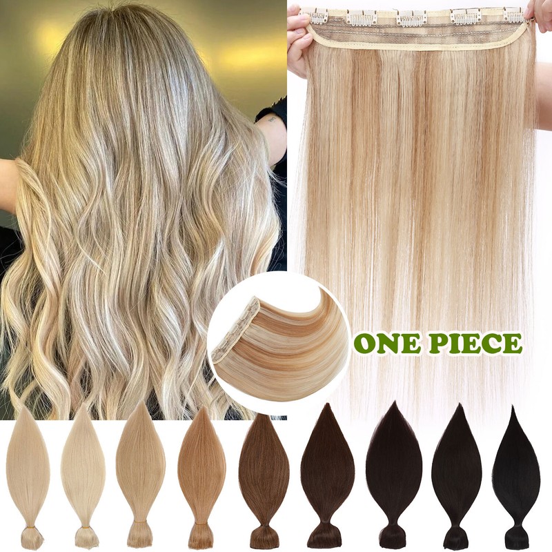 THICK One Piece 100% Real Clip in Remy Human Hair Extensions Half Head Highlight