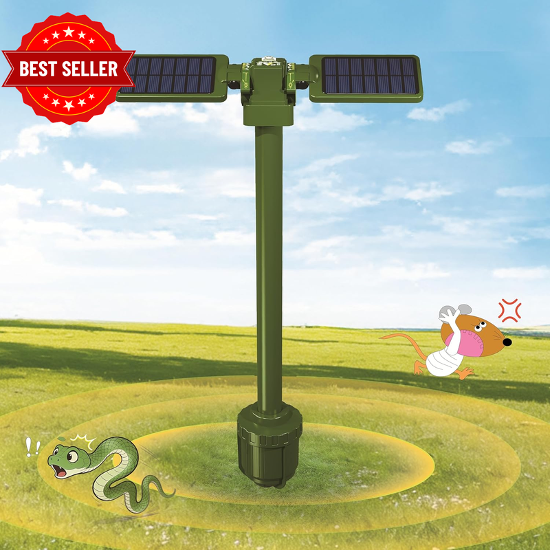 Solar-Powered Animal Repeller | 360° Ultrasonic Snake, Mole, Hare, Cricket & Gru