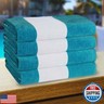 Superior Cotton Striped Beach Towels, Colorful Towels for Adult, Kid, Pool, Swimming, Sand, Travel, Large Oversized, Absorbent, Fast Drying, Bath Basics, Cabana Collection, Set of 4, Turquoise