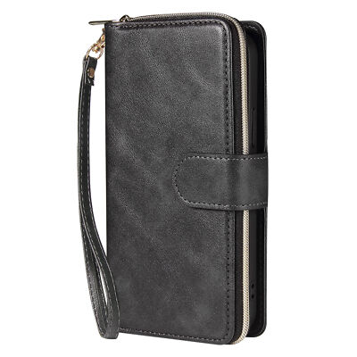 For iPhone 15 14 13 12 11 Pro Max 87 XS XR Case Leather Wallet Zipper Flip Cover