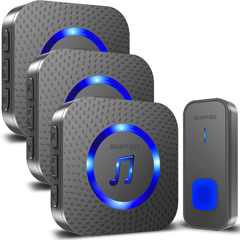 Wireless Doorbell, Waterproof Chime Battery Power Loud Door Bell Kits with 1 Pus