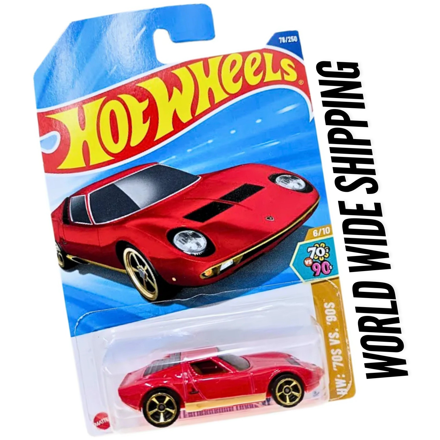 ホットウィール ランボルギーニ ムルシエラゴ SV 2025 Hot Wheels 71 Lamborghini Mura SV HW '70s vs ' 90s Red