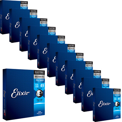 12 Sets Elixir 12100 POLYWEB Electric Guitar Strings, Medium 11-49