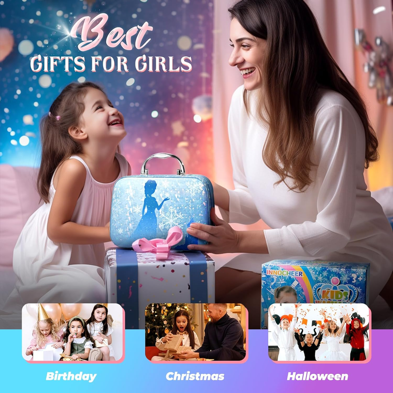 Kids Makeup Kit for Girl Toys, Frozen Makeup Set for Girls, Real Washable Makeup