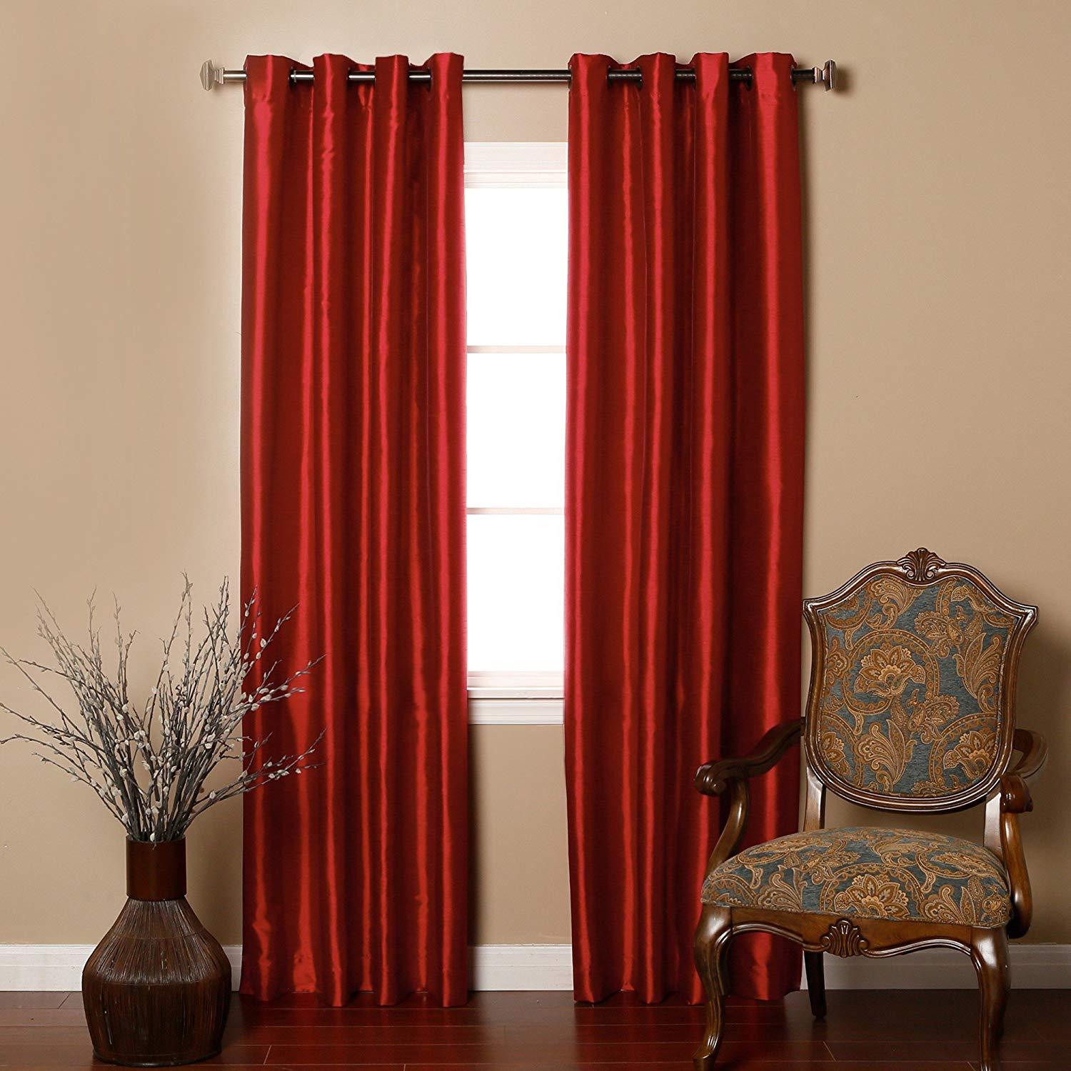 Park 54 By 84-inch Faux Silk Window Curtain, Red | eBay