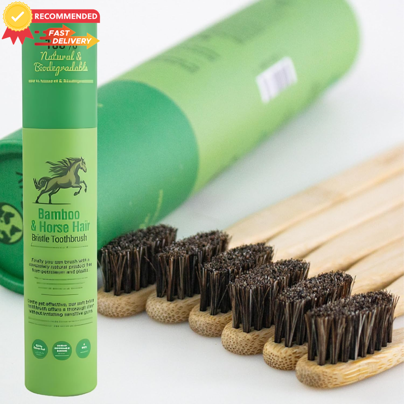 Bamboo Toothbrush 6-Pack - Soft Horse Hair Bristle - Eco-Friendly, Biodegradable