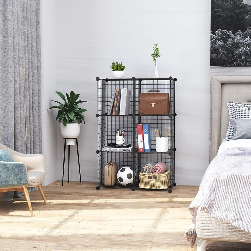 Wire Storage Cubes, Metal Grids Book Shelf, Modular Shelving Units, Stackable Bo