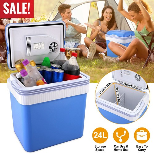 24L Portable Cool Box Electric Cooler Warmer Car Van Fridge