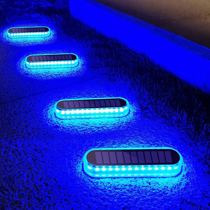 Marine 4-pack Solar Driveway Lights, 40lm Blue Light Led De...