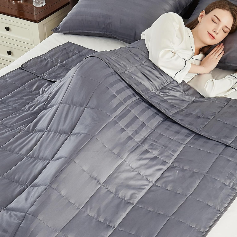 Weighted Blanket(60"X80" Queen Size 12Lbs,Grey),Ultra Soft and Cozy Cooling Weig