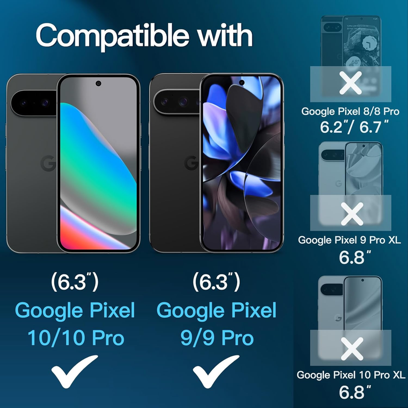 Screen Protector for Google Pixel 10/10 Pro / 9/9 Pro, Tempered Glass Film with