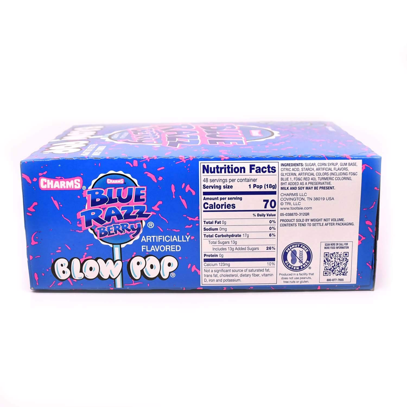 Blow Pops Blue Razz Berry Flavor 48-Count Box