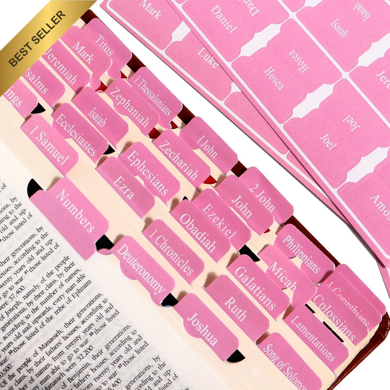 Pink Bible Tabs for Women Large Print, 90 Peel-And-Stick Chapter Tabs