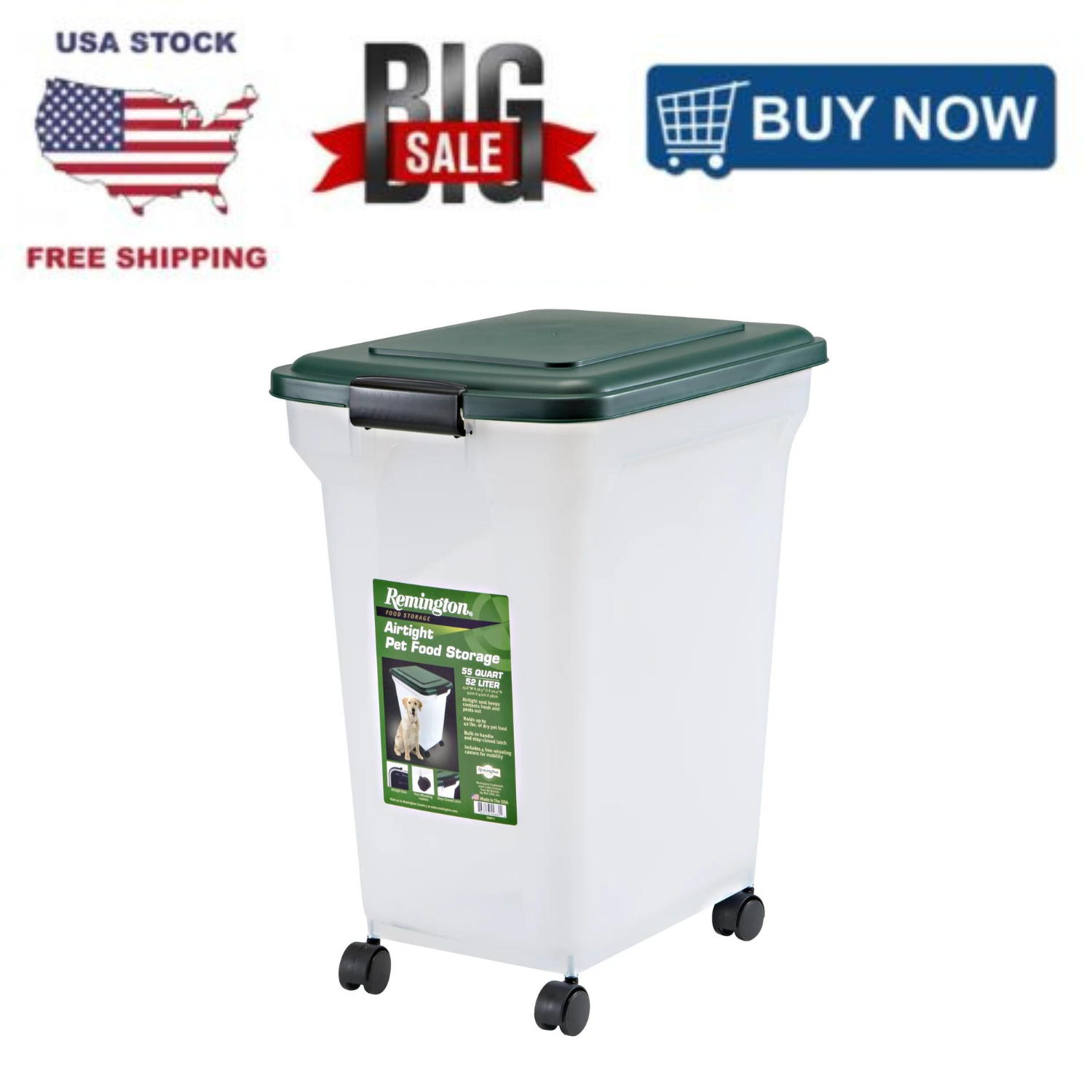 Large Dry Bin For Dog Cat Bird Bpa Free Wheels