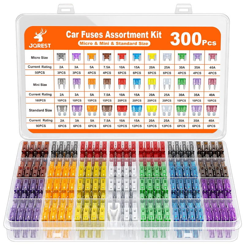 300Pcs Car Fuses Assortment Kit,160 Mini Blade Fuses Automotive + 90 Standard Au