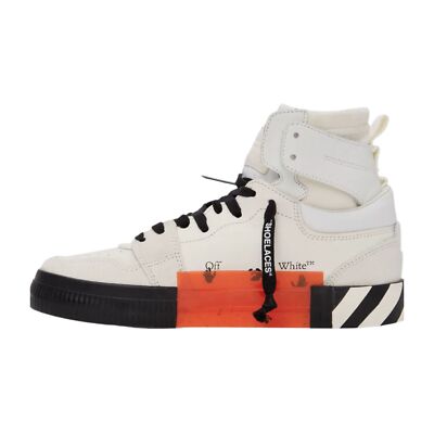 Pre-owned Off-white High Top Vulcanized Leather Mens Style : Om1a225c99lea0010 In White/black
