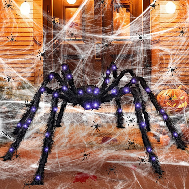 Halloween Spinnen Riesiges - Mit 20 Kleine Schwarze Spinnen 60G Spinnennetz