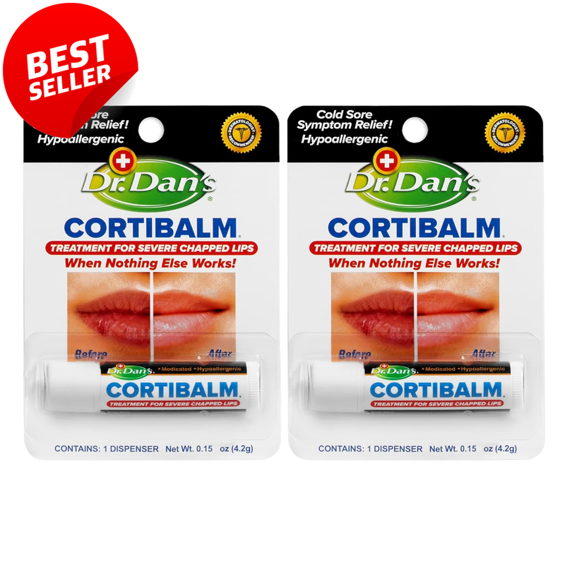 Cortibalm 2-Pack Healing Lip Balm for Dry Cracked Lips Men Women Kids - US