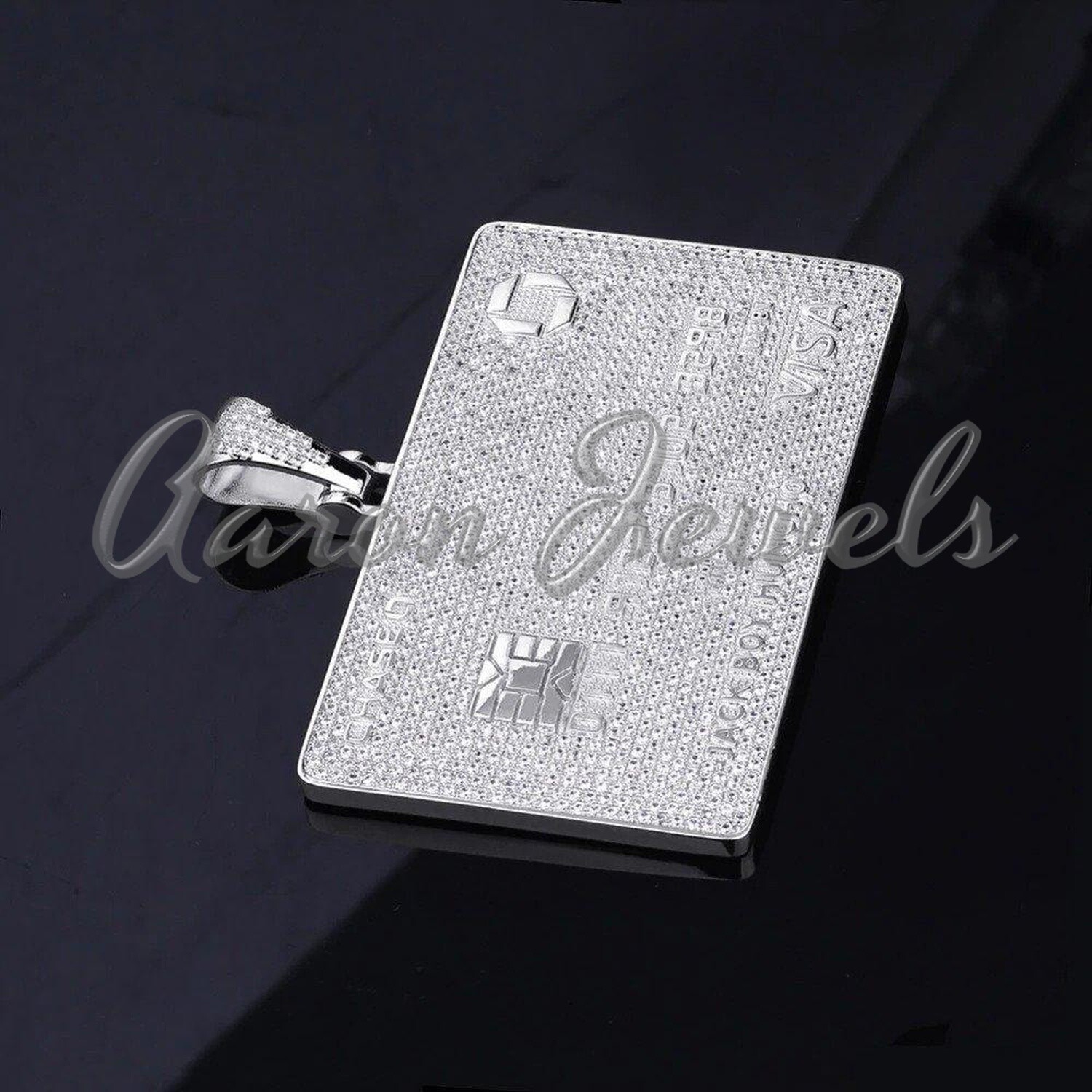 Pre-owned Handmade Mens Real 925 Silver 8.7ct Moissanite Customized Name Card Pendant Passes Tester In Yellow