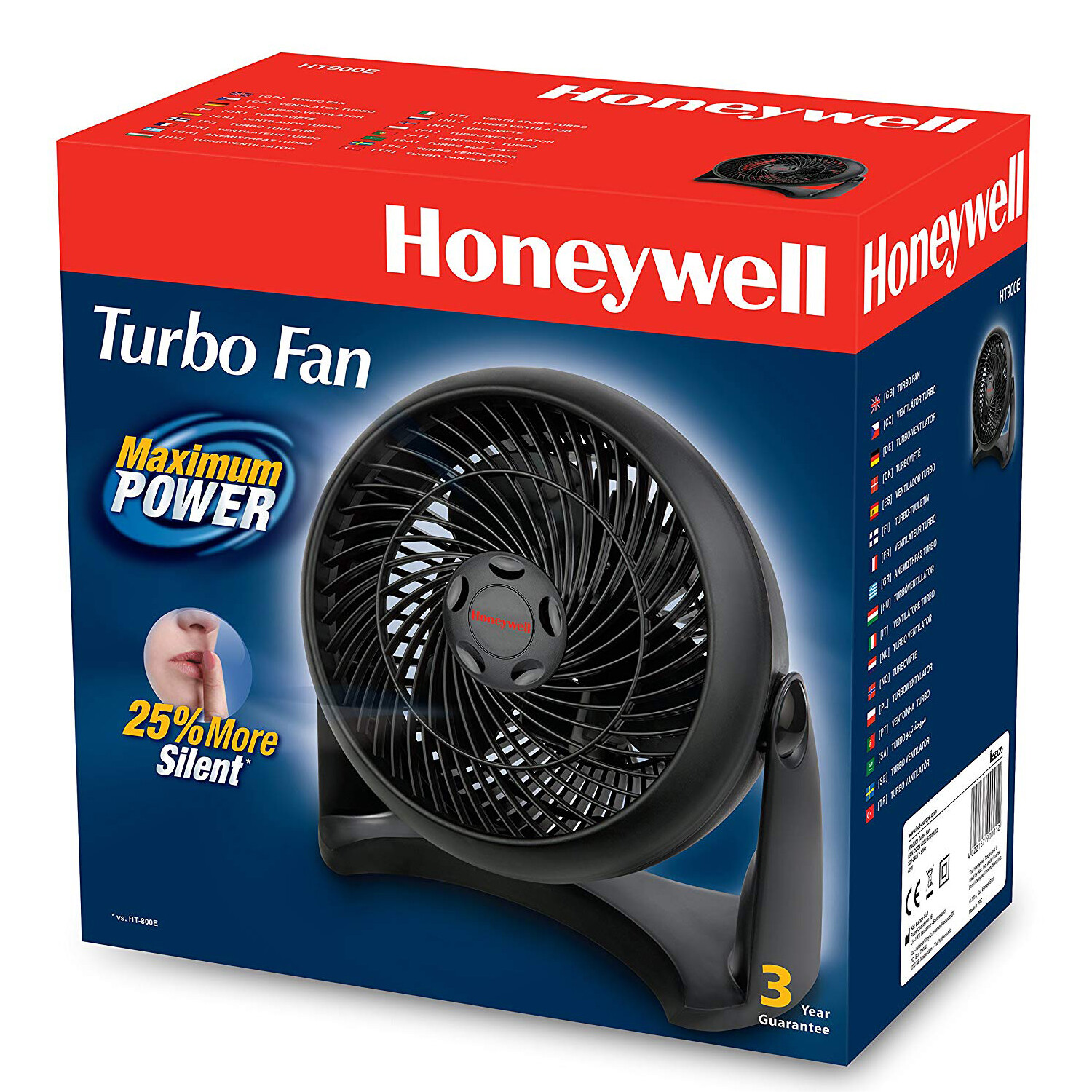 Honeywell Turbo Fan TurboForce Power 25 More Silent 3 Settings Wall