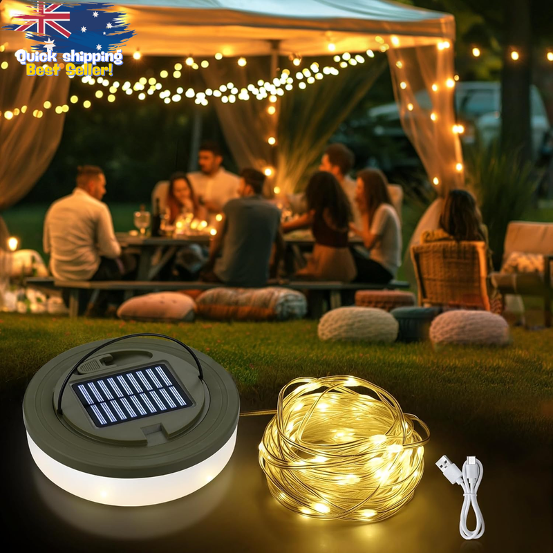 10M USB-C Rechargeable Waterproof Camping String Lights, 6 Modes Fairy Lights