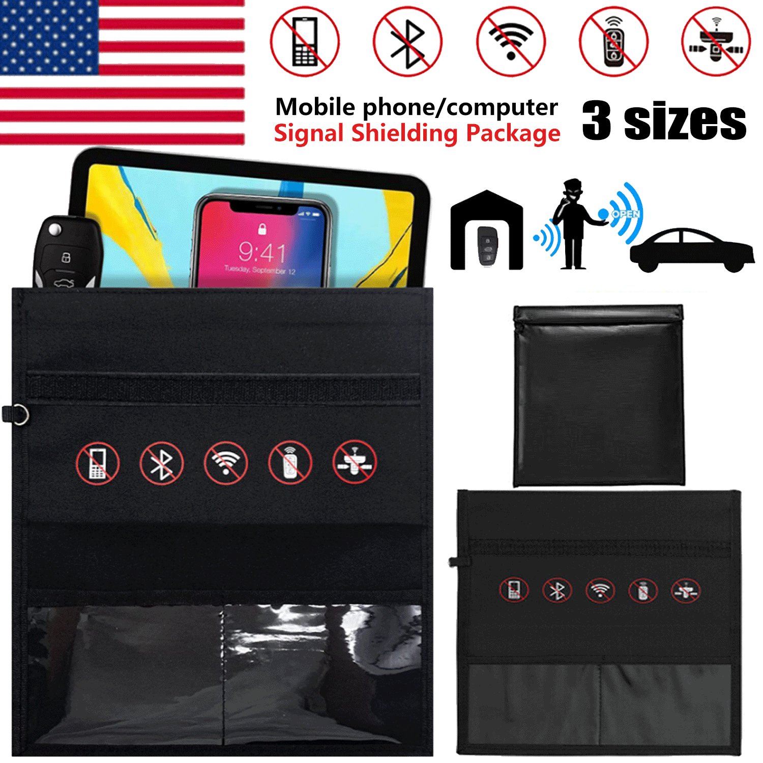 Faraday Bag RFID Signal Blocking Shielding Pouch Large Laptop Case Small / Large