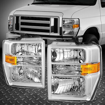 Для 08-21 E150 E250 E350 E450 Super Duty Econoline Van Галогенная фара Хромированная