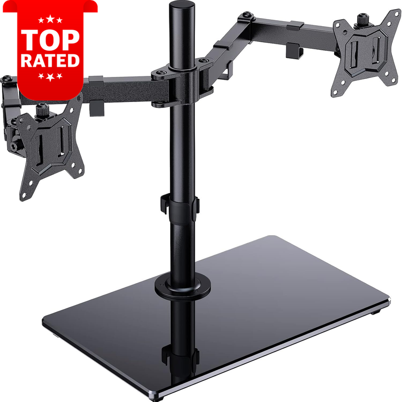 Dual Monitor Stand 13"-32" Adjustable Desk Mount Freestanding Arm 8kg Capacity