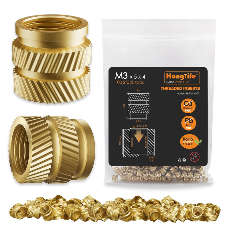 Heat-Set Threaded Inserts, M3 Heat Set Insert for 3D Printing Components and Pla