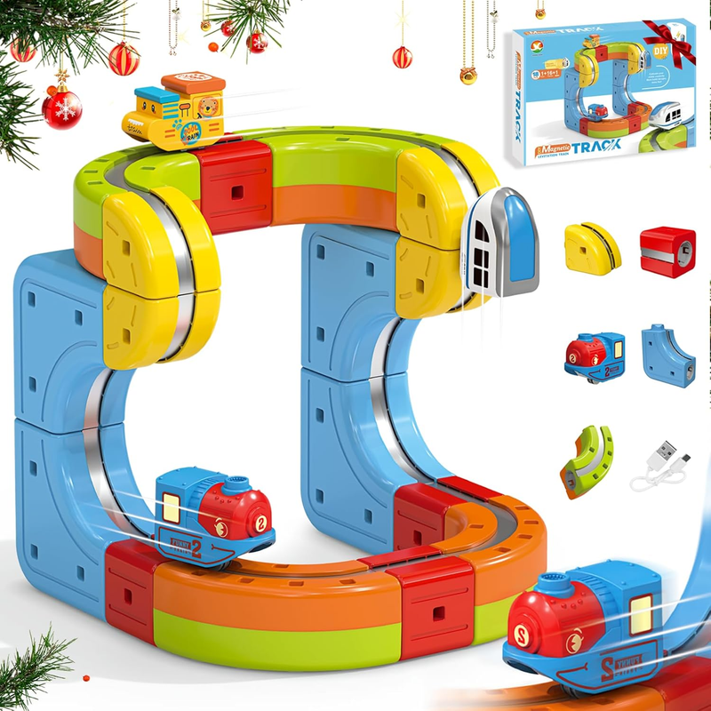 Magnetic Train Track Set Electric Flexible DIY Toy for Toddler...